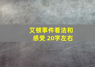 艾顿事件看法和感受 20字左右